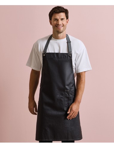 PRE-PR134-District Waxed Look Denim Bib Apron
